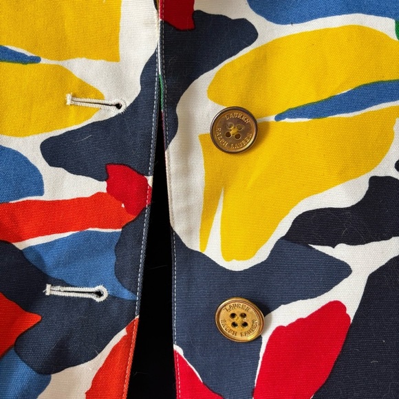 Lauren Ralph Lauren Collared Watercolor Floral Primary Colorful Canvas Jacket - Picture 2 of 5